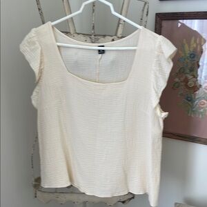 SHEIN Cream Puff Sleeve Cap Blouse